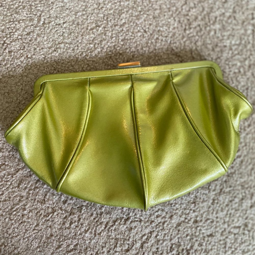 Nordstrom Vegan Leather Clutch Spring Green, NWOT